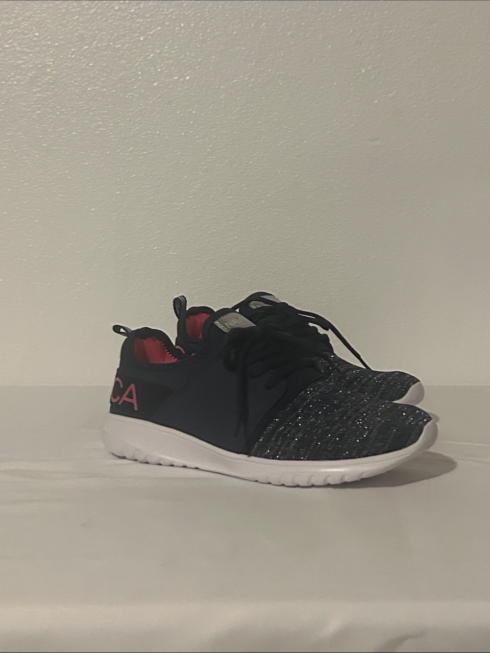 Nautica Navy and Pink Kids Sneakers with White Sole
